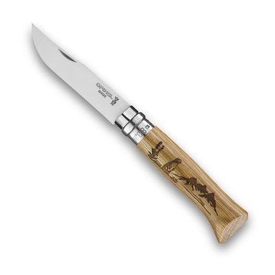 No.08 Oak Engraved Handle Folding Knife - Animalia-OPINEL USA