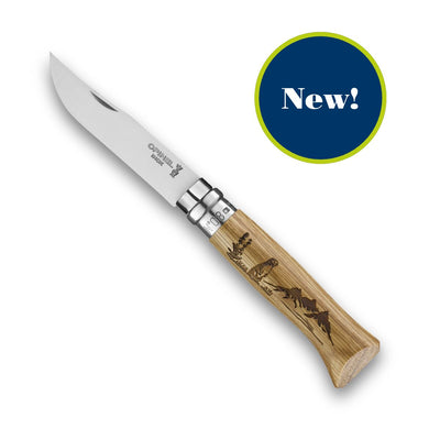 No.08 Oak Engraved Handle Folding Knife - Animalia-OPINEL USA