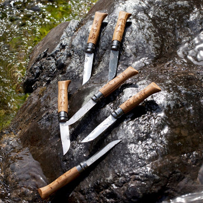 Warehouse Sale | No.08 Oak Engraved Handle Folding Knife - Animalia-OPINEL USA