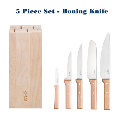 5 - Piece Block with Boning Knife - OPINEL USA