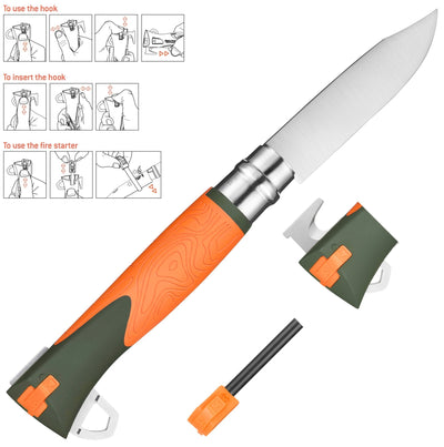 Warehouse Find | No.12 Outdoor Explore Folding Knife With Fire Starter Orange-OPINEL USA