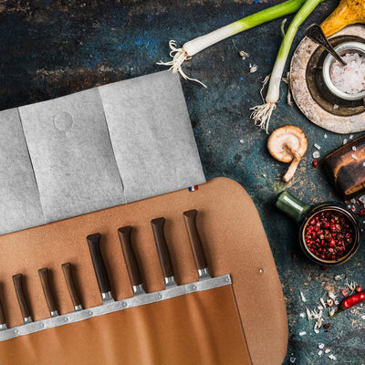 8-Slot Recycled Leather Knife Roll-OPINEL USA