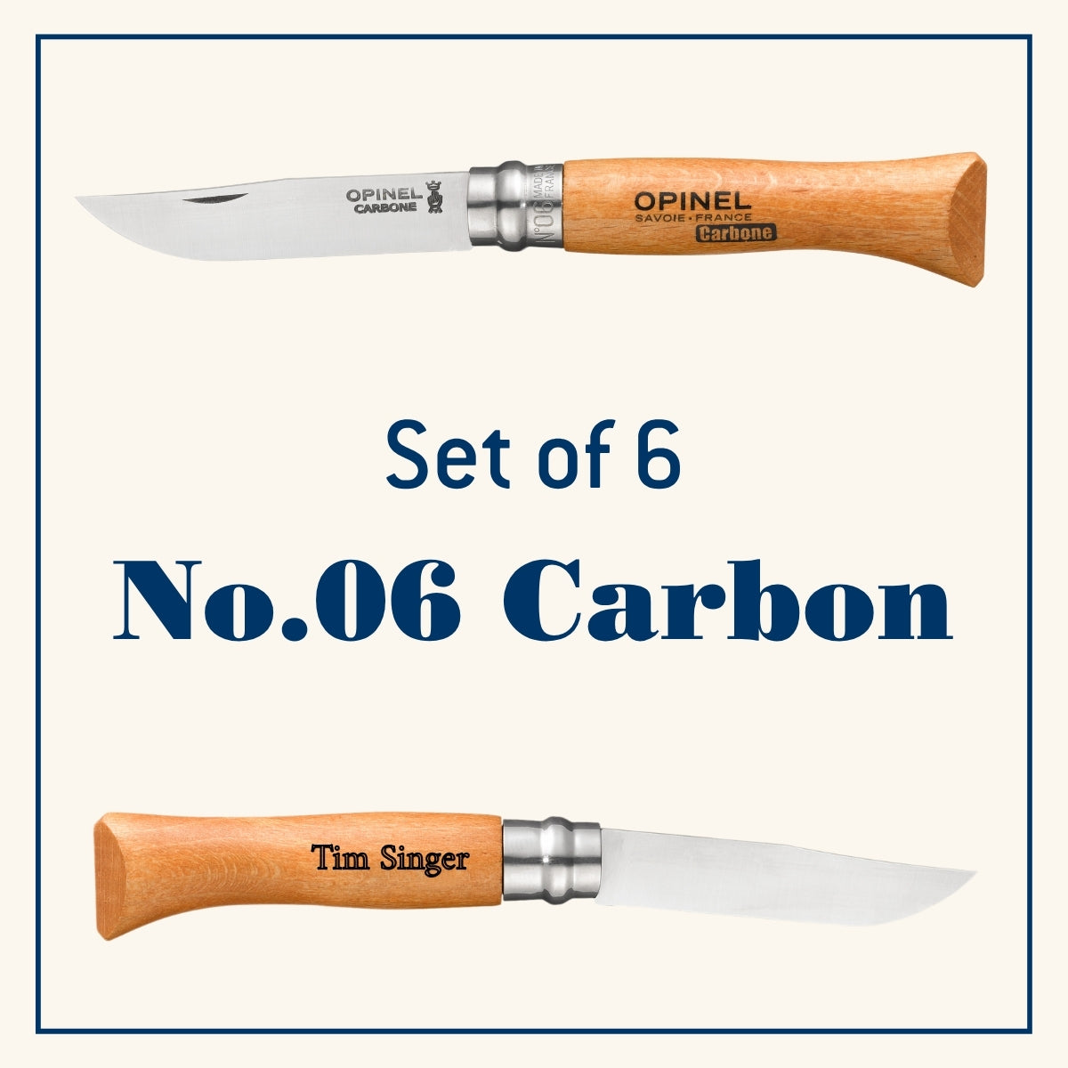 Engraved Gift Bundle | Set of 6 No.06 Carbon Steel Folding Knife-OPINEL USA