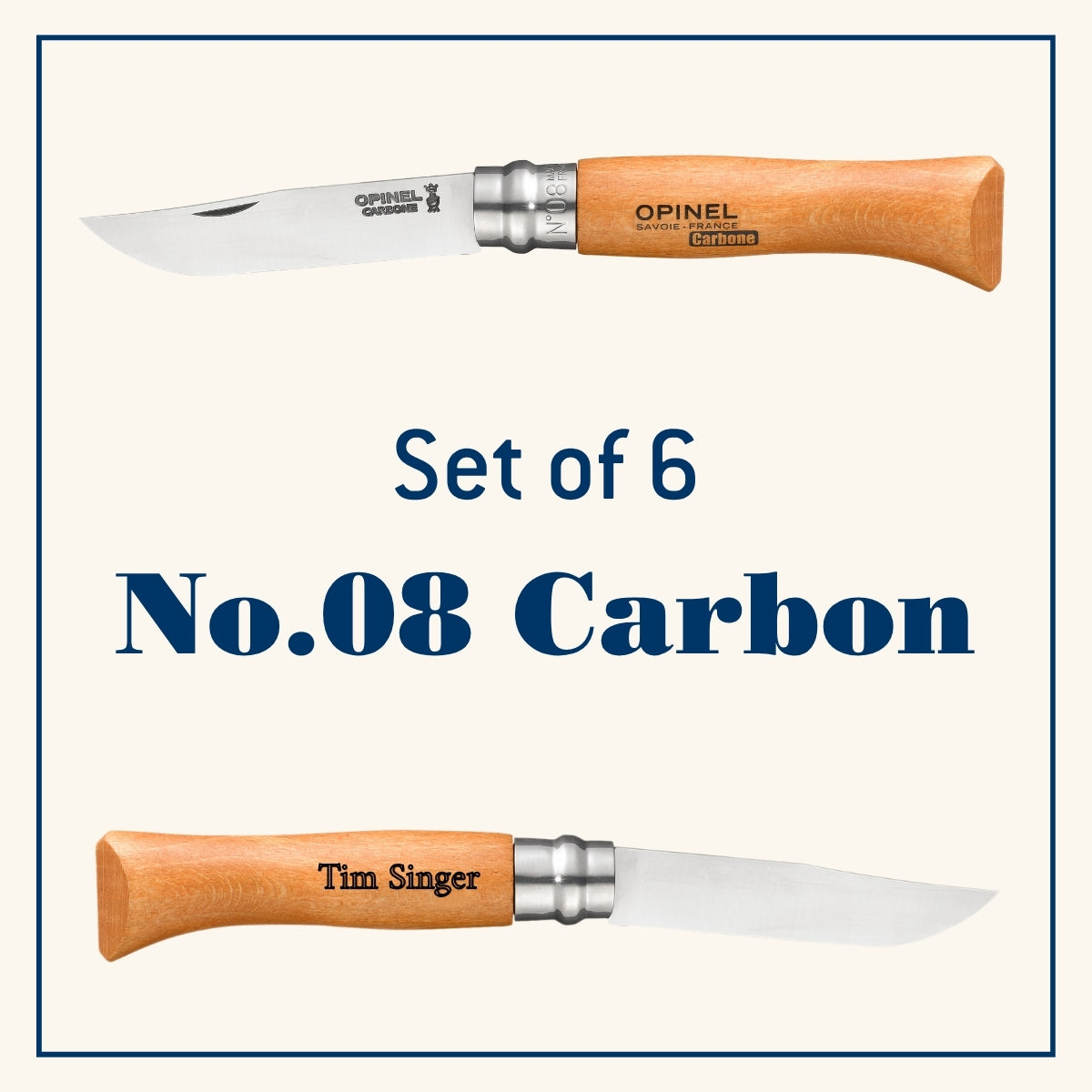 Engraved Gift Bundle | Set of 6 No.08 Carbon Steel Folding Knife-OPINEL USA