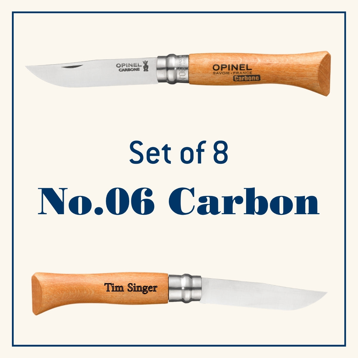 Engraved Gift Bundle | Set of 8 No.06 Carbon Steel Folding Knife-OPINEL USA