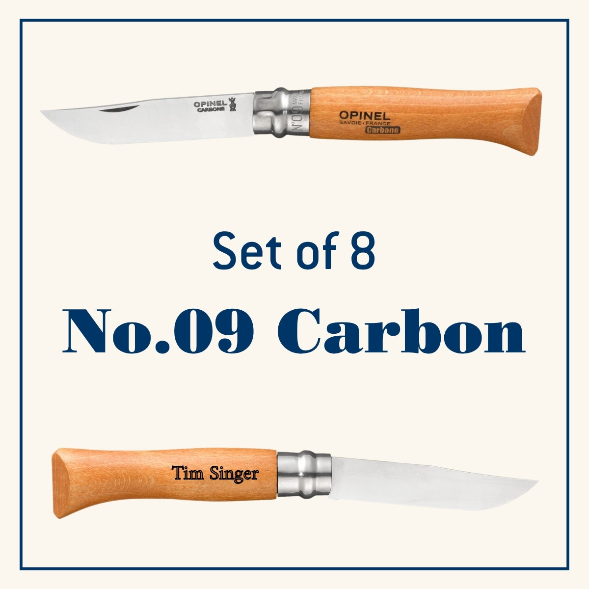 Engraved Gift Bundle | Set of 8 No.09 Carbon Steel Folding Knife-OPINEL USA