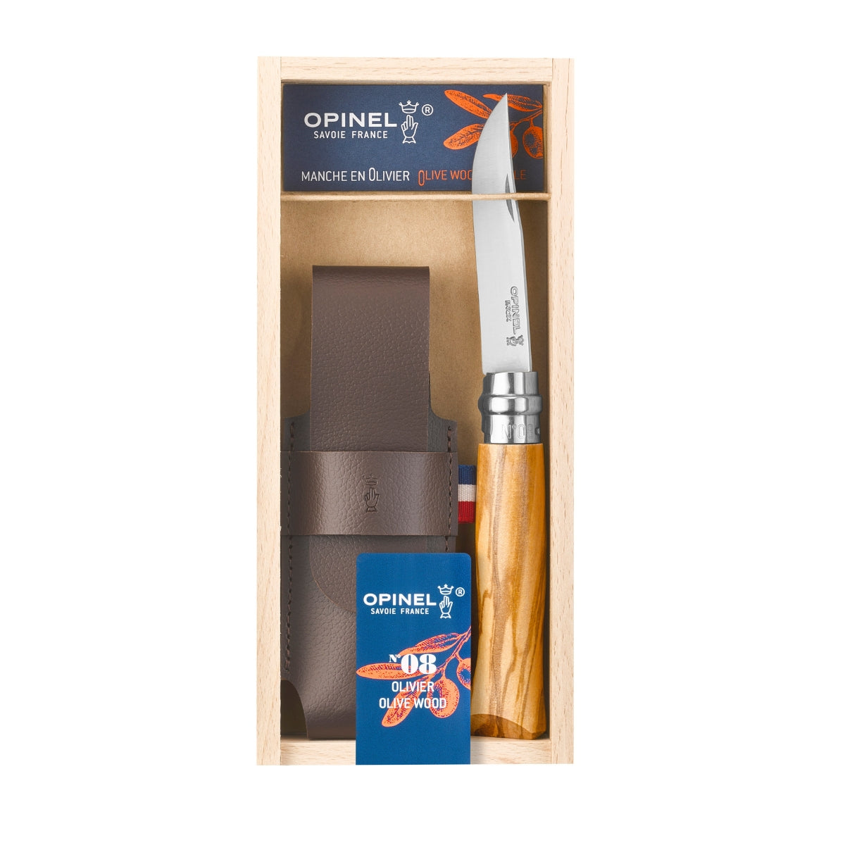 No.08 Olive Wood Folding Knife with Sheath