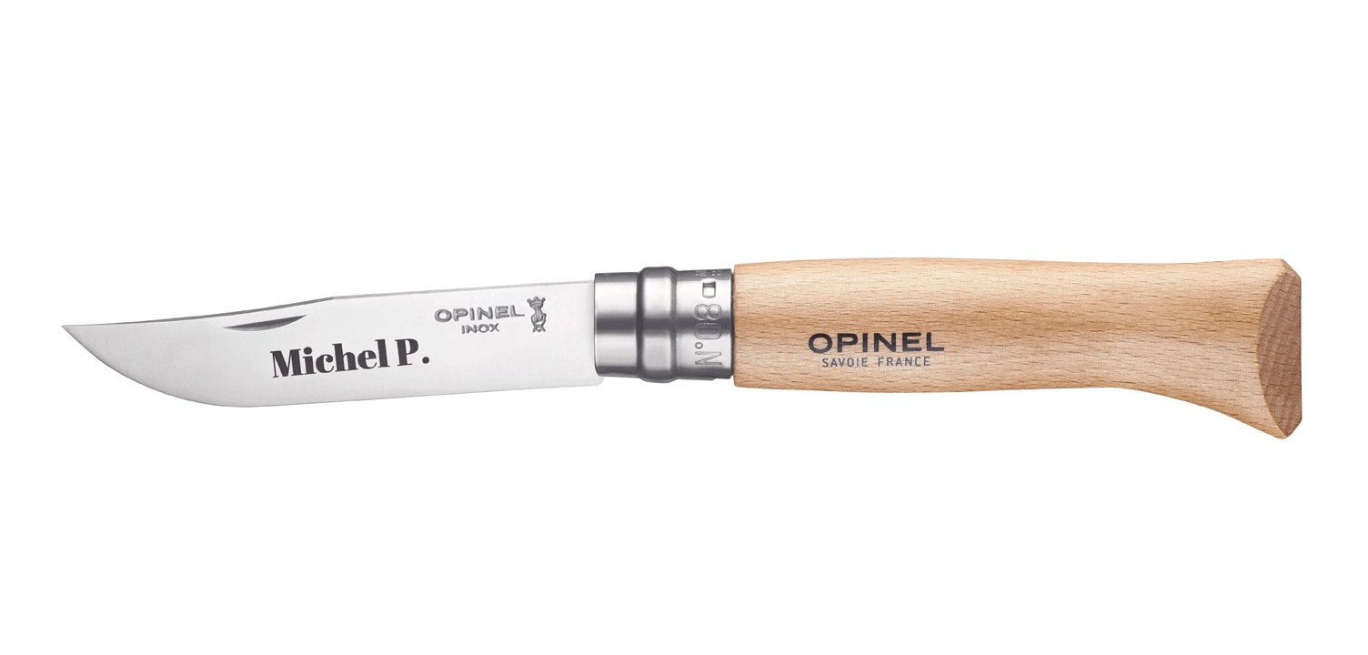Gif of Opinel knife engraving examples