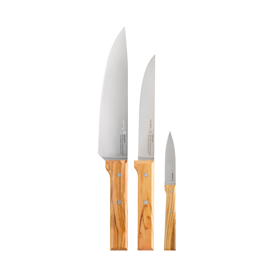 Trio Chef Knife Set - Olive Wood Parallele - OPINEL USA Trio Chef Knife Set - Olive Wood Parallele - OPINEL USA