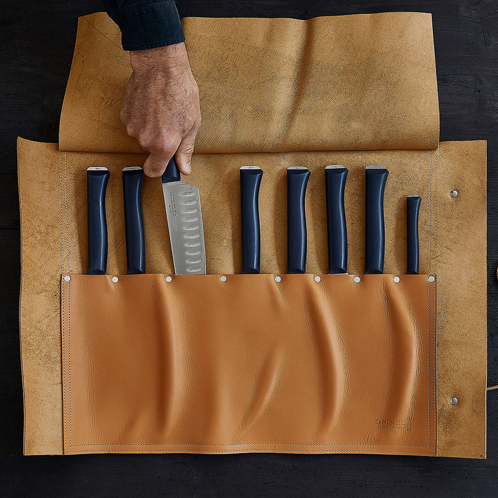 Folding Steak Knife Set in Leather Roll