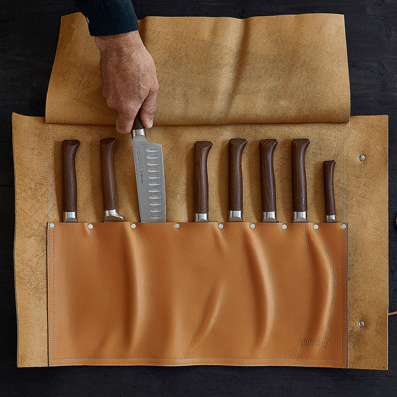 8-Slot Leather Chef Knife Carrier