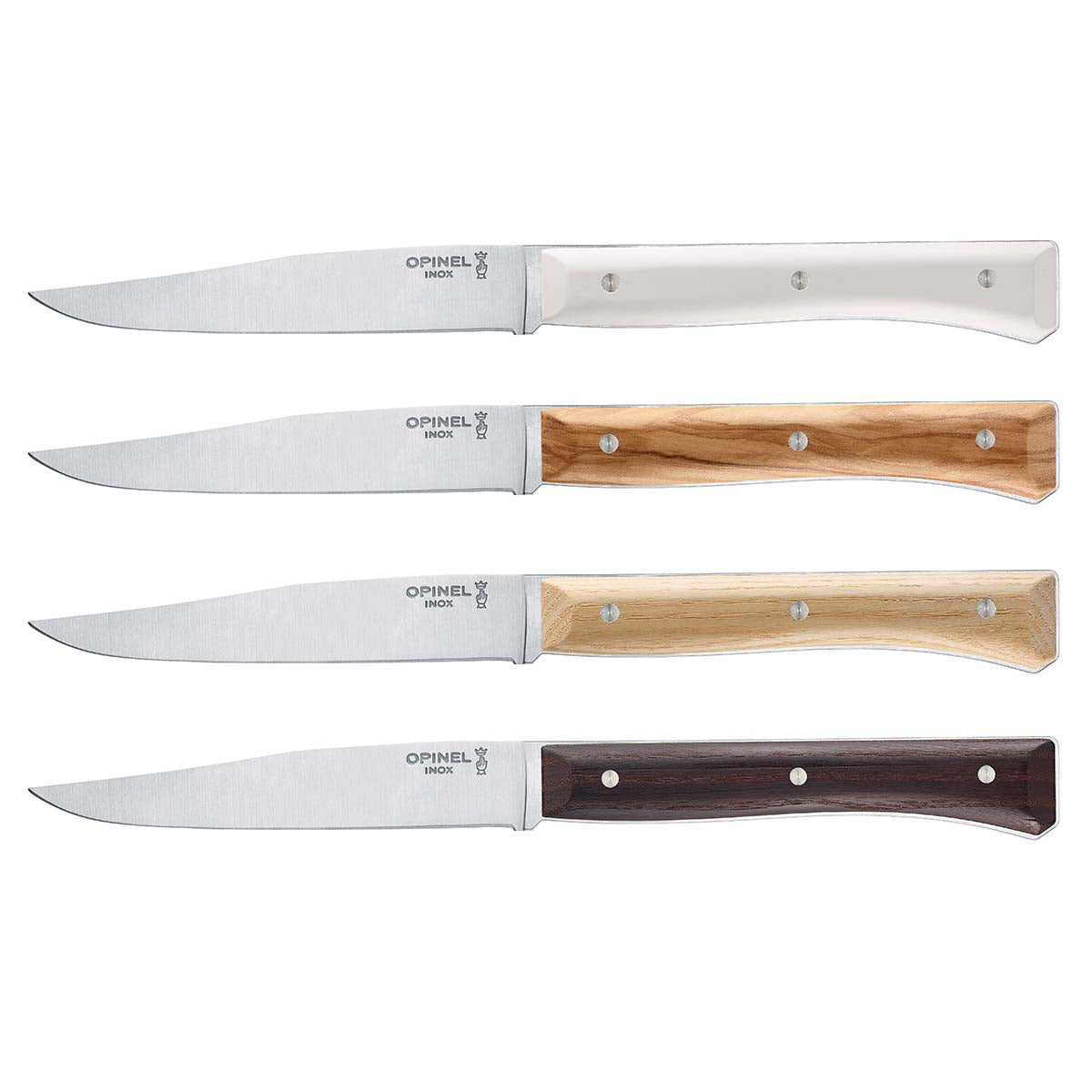 Opinel Facette Steak Knives, Ash Wood