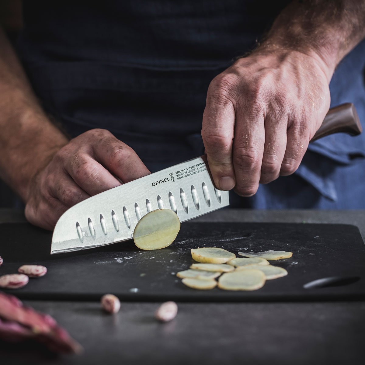 Opinel Forged 1890 Santoku Knife - 7 Hollow Edge